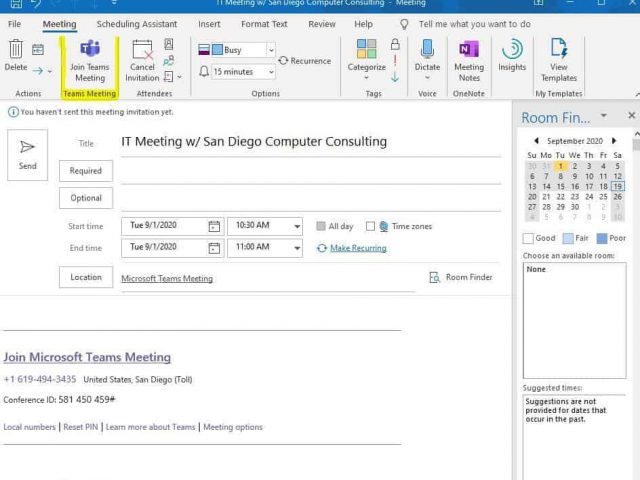 Team Appointment Office 365 Teams – San Diego Computer Consulting